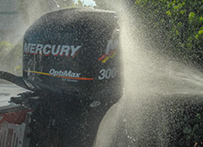 Mercury 300 XS outboard motor getting a bath